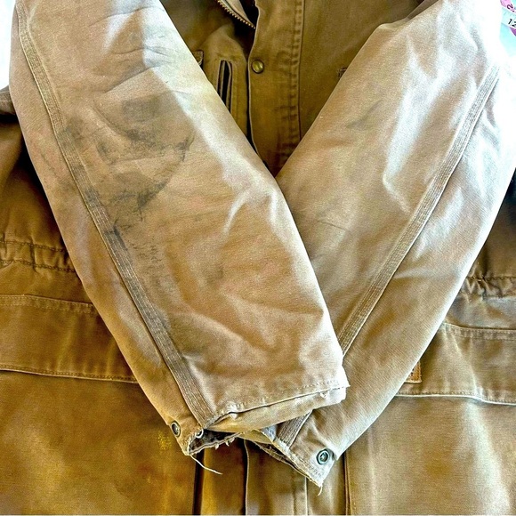 CARHARTT VTG 90s Distressed Canvas Blanket Lined Barn Chore Jacket Brown XL USA - Picture 10 of 16